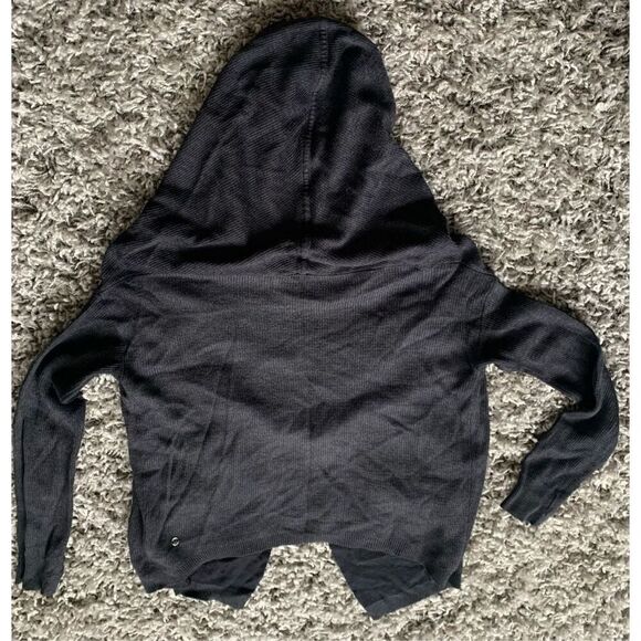 95 LULULEMON GRAY CABIN YOGI WRAP HOOD REVERSIBLE CARDIGAN SWEATER sz 4 6 - Picture 6 of 8